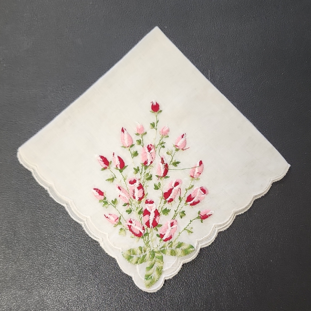 Vintage Hankerchiefs, Hand Embroidered, Lot Of 9